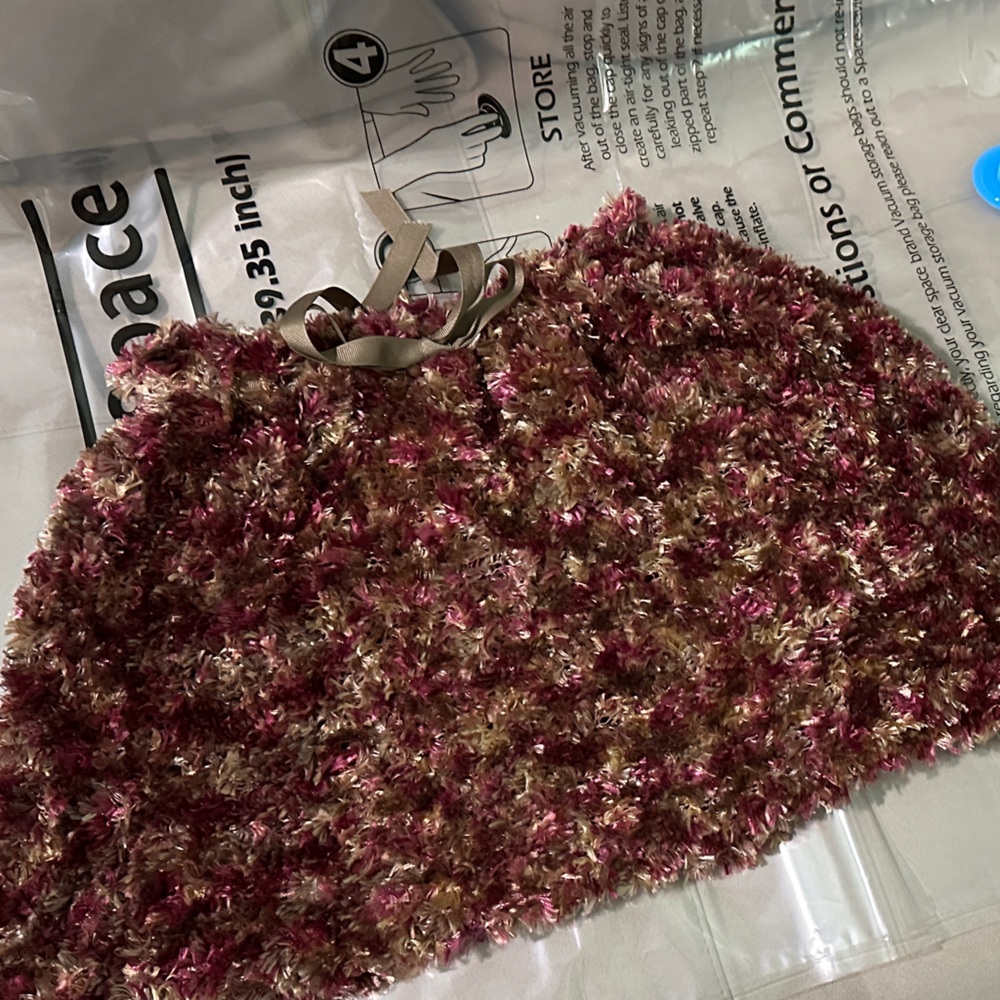 Hand made Fuzzy Pink and Cream Knit Super Mini Skirt